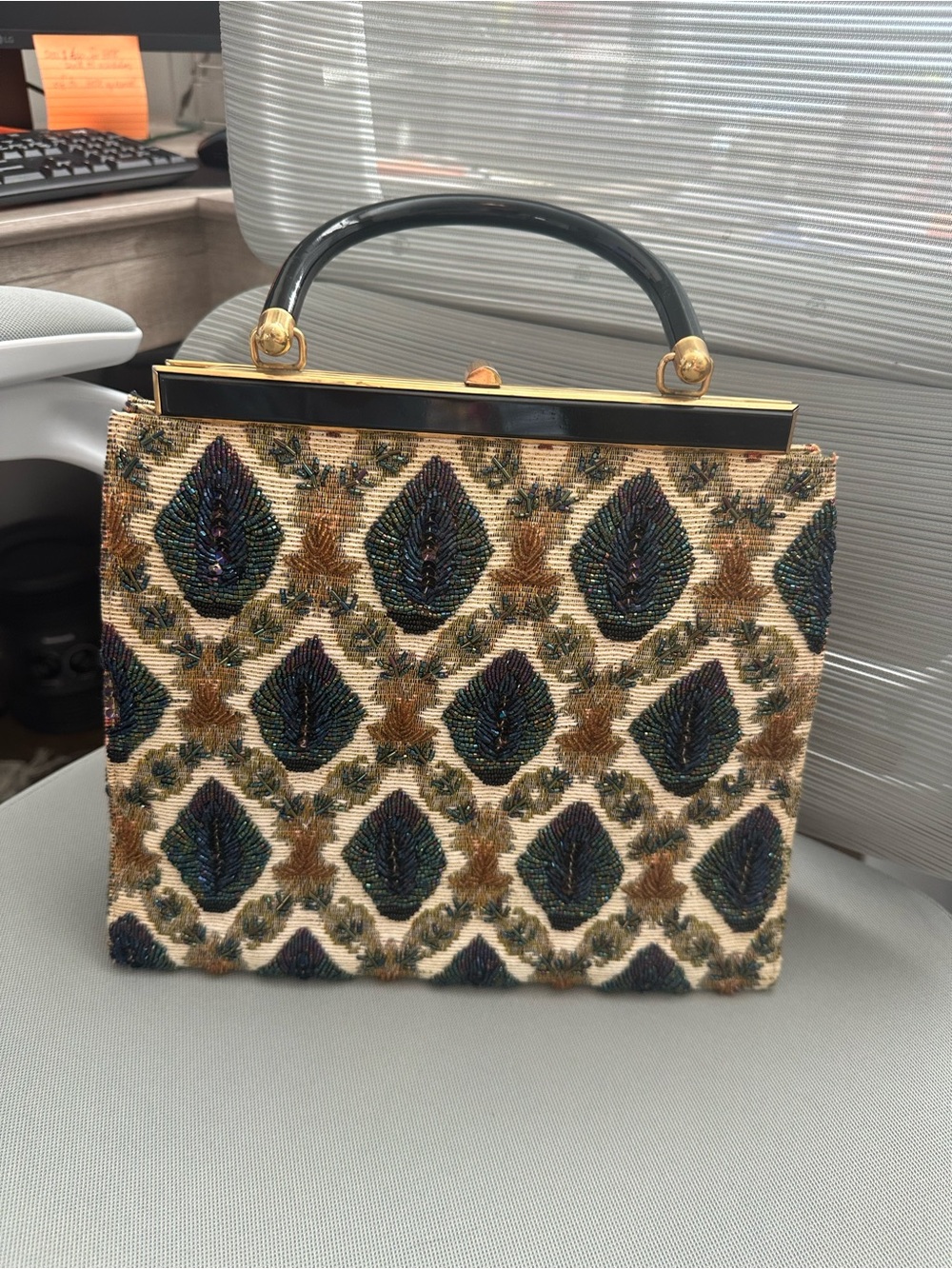 Vintage Beaded Top-Handle Bag in gorgeous seed beads. Elegance and Fun!